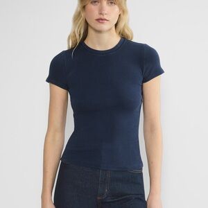 Aritzia Homestretch No Stress Blue Ribbed Tee